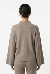 Mock Neck Button Sleeve Sweater