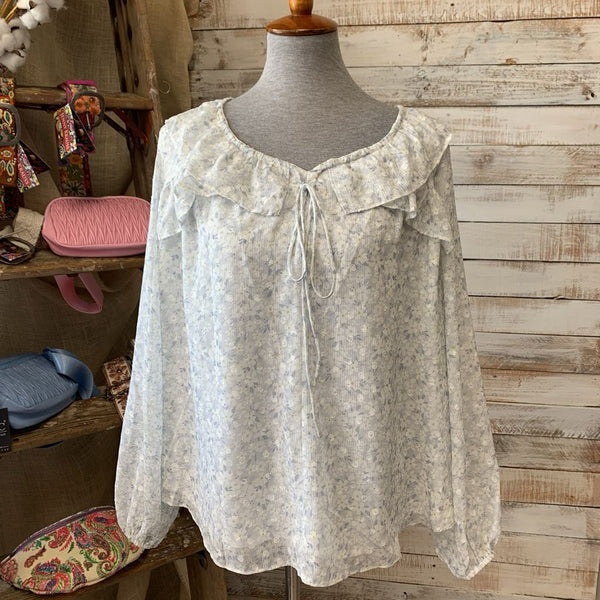 NEW Floral V Neck LS