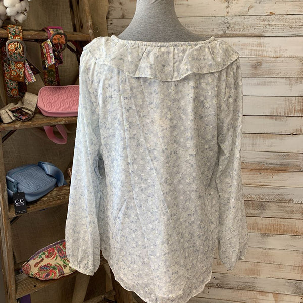 NEW Floral V Neck LS