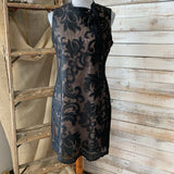 NEW Sleeveless Lace Overlay Tie Collar