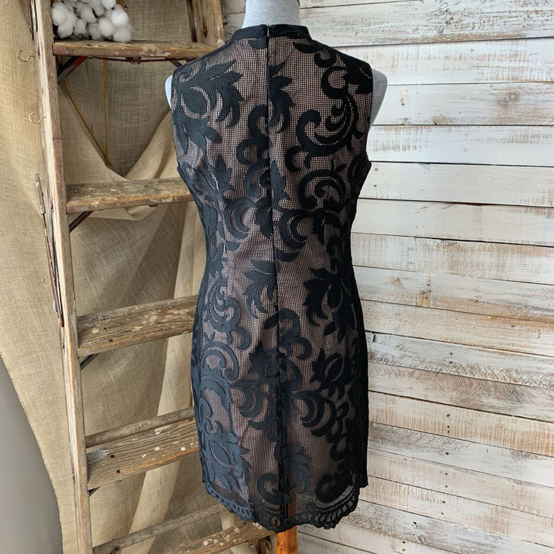 NEW Sleeveless Lace Overlay Tie Collar