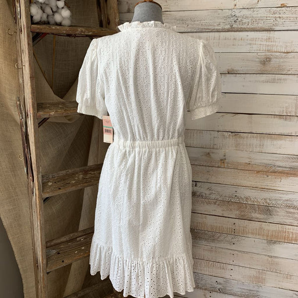 White Eyelete Short Sleeve Dress