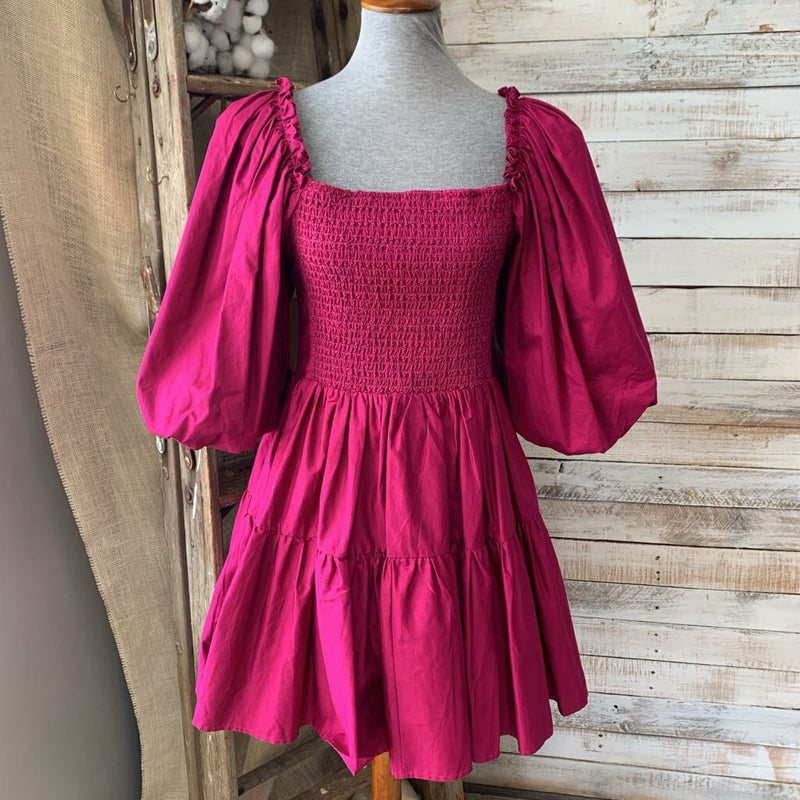 Smocked Puff Sleeve Dress NEW