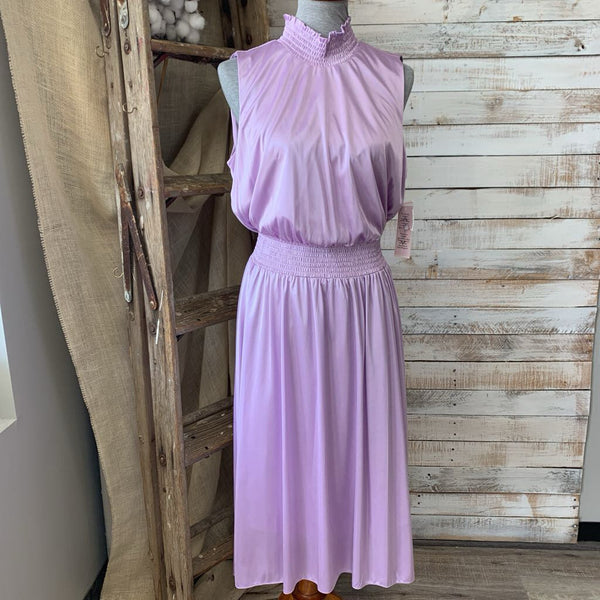 NEW Smocked Neck Sleeveless Satin Dress