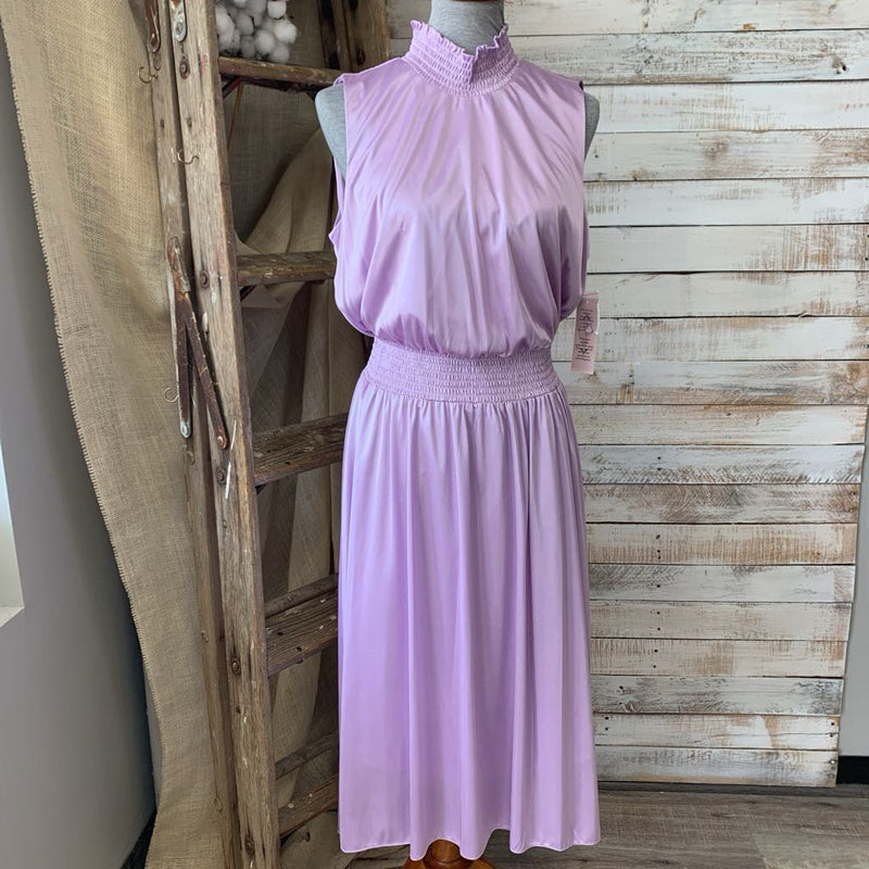 NEW Smocked Neck Sleeveless Satin Dress