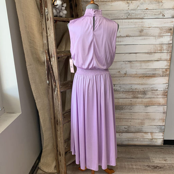 NEW Smocked Neck Sleeveless Satin Dress