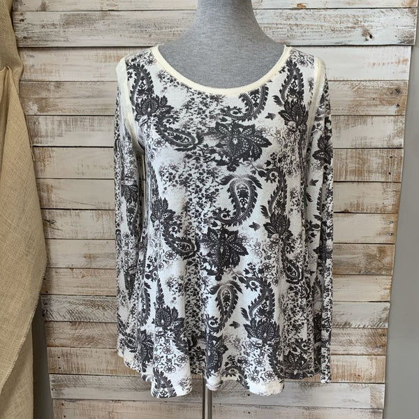 Paisley Print Lace Back Sweater