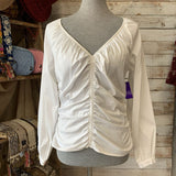 NEW LS Ruched V Neck