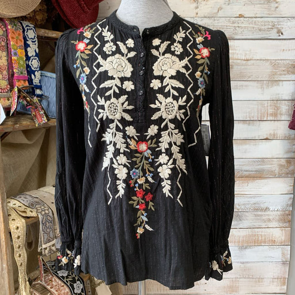 Embroidered LS Metallic Stripe