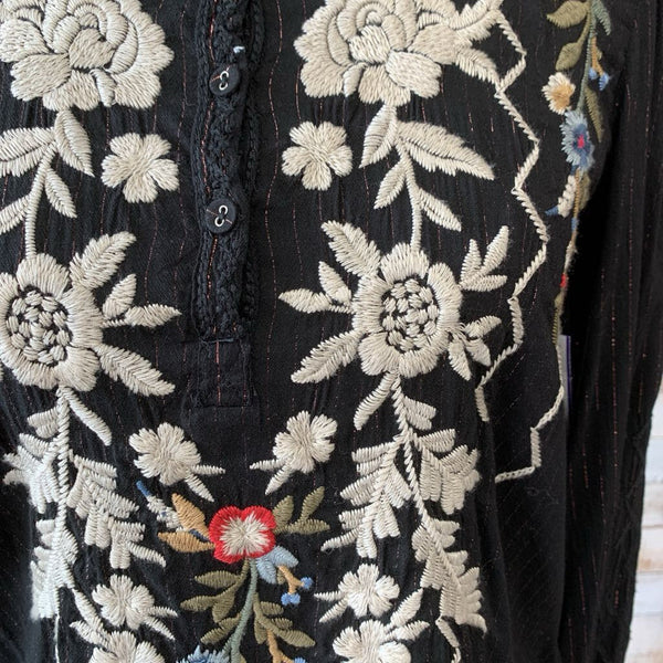 Embroidered LS Metallic Stripe