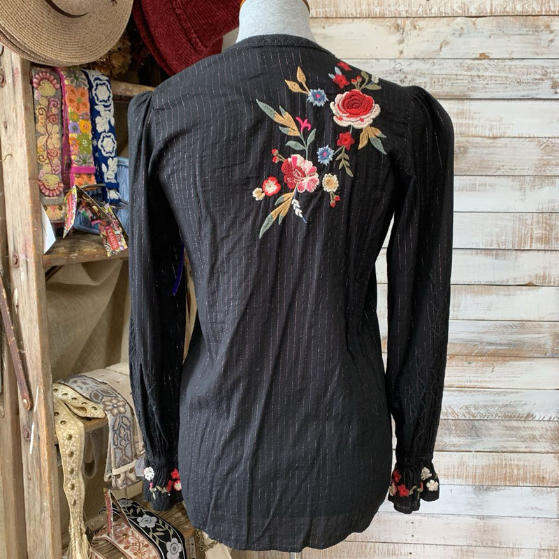 Embroidered LS Metallic Stripe