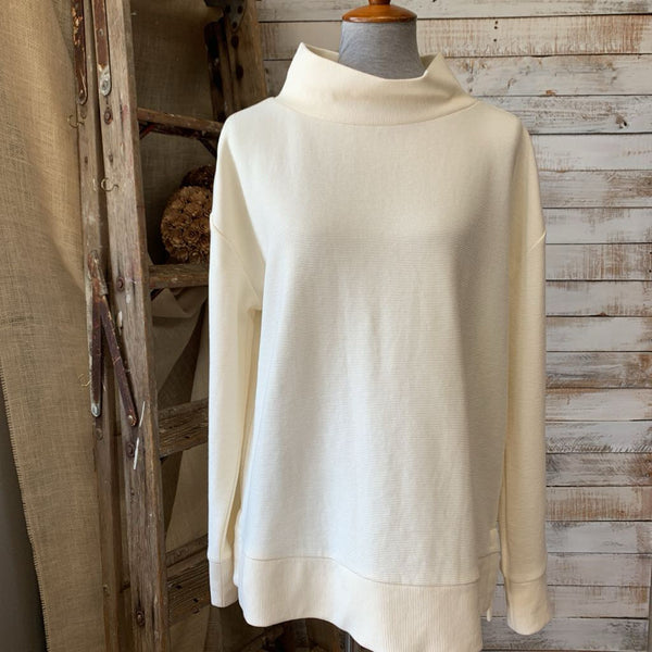 Ribbed Mock Neck LS