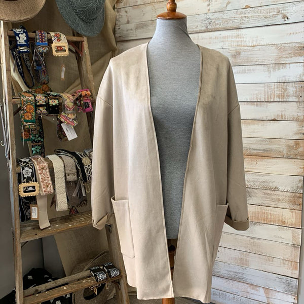 NEW Suede Open Front Long