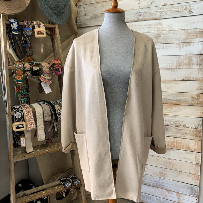 NEW Suede Open Front Long