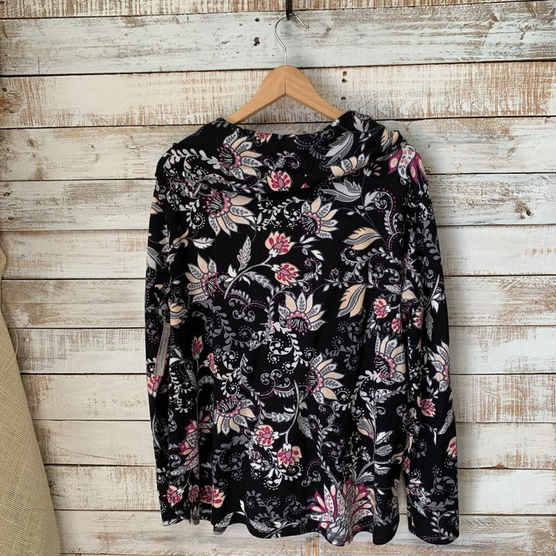 LS Floral Print Cowl Neck