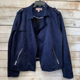 Faux Suede Open Front Jacket