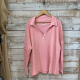 LS Waffle V Neck