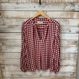 LS Plaid V-Neck