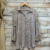 Aztec Print Ruffle Sleeve 3/4
