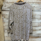 Aztec Print Ruffle Sleeve 3/4