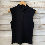 New Sleevless Mock Neck Zip Back
