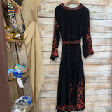 LS Embroidered Belted Dress