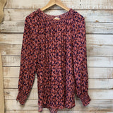 LS Print Smocked Wrist Blouse