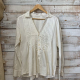 LS Pleated Front Silk Blend Buttondown
