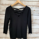 3/4 Sleeve Lace Up Back Sweater