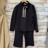 2 Piece Embossed Wide Leg Pant/Pullover