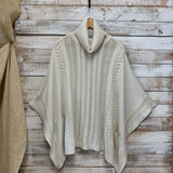 Metallic Thread Cowl Neck Poncho