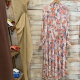 LS Smocked Waist and Wrist Hi Lo Floral Print Dress