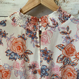 LS Smocked Waist and Wrist Hi Lo Floral Print Dress